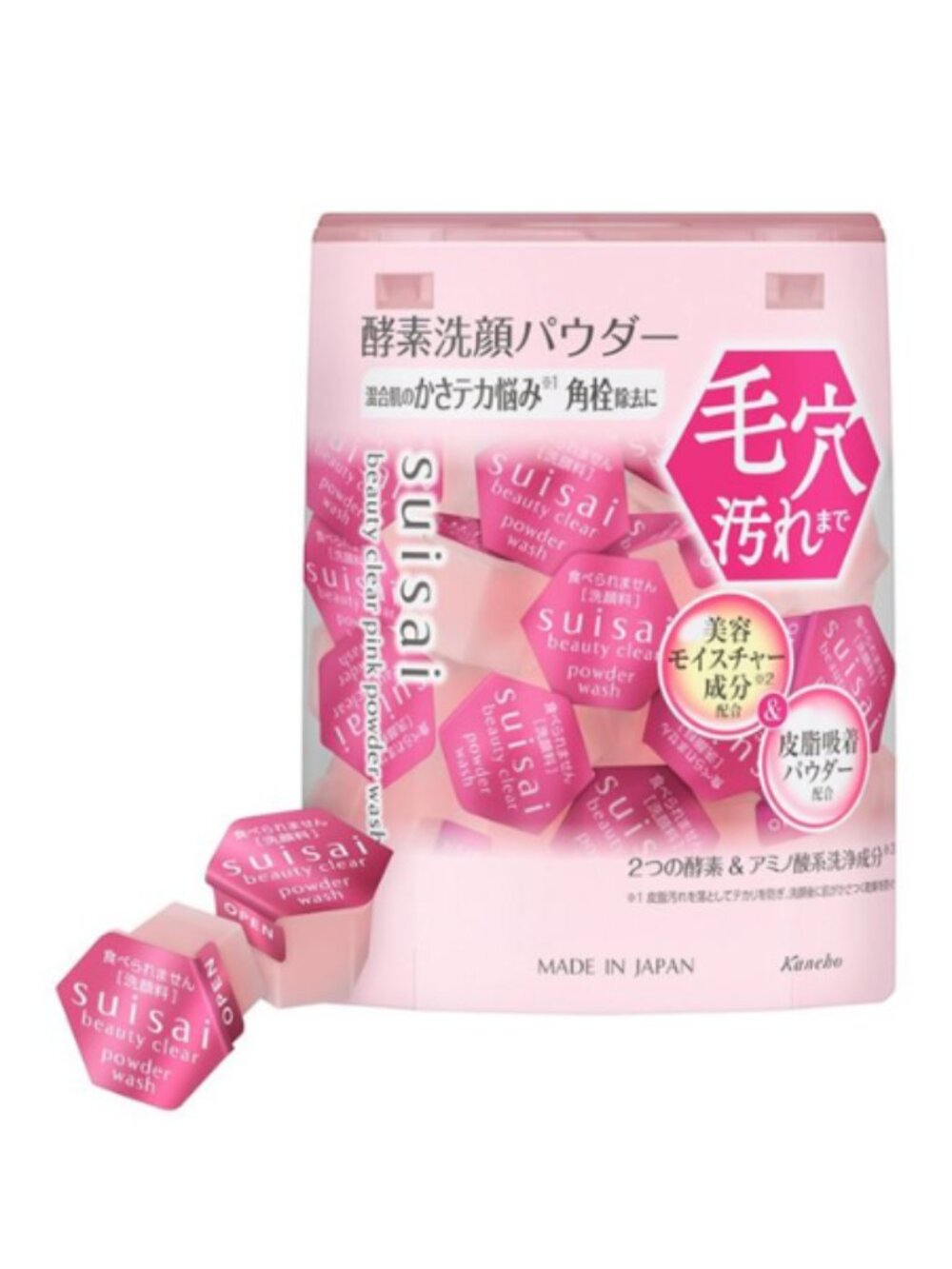 NEW Kanebo SuiSai Beauty 32 Pods x Clear Pink Powder Facial Wash Japan